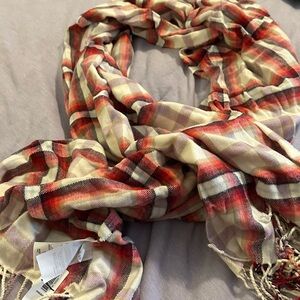 Gap Plaid Red and Cream Scarf